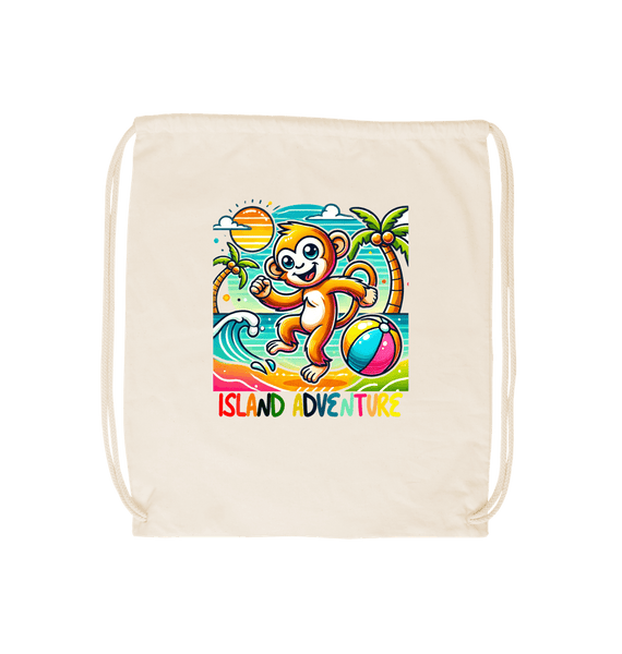 Natural Happy Monkey  - Island Adventure- Drawstring Bag