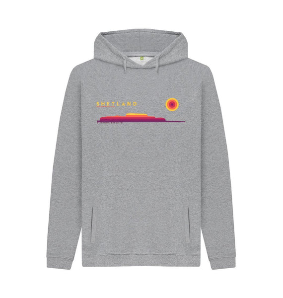 Light Heather Clickimin Broch Sunset Mens Hoody | Shetland, The Beautiful Isle