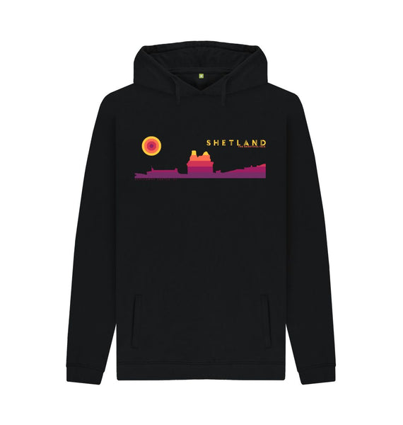 Black Scalloway Castle Sunset Mens Hoody | Shetland, The Beautiful Isle